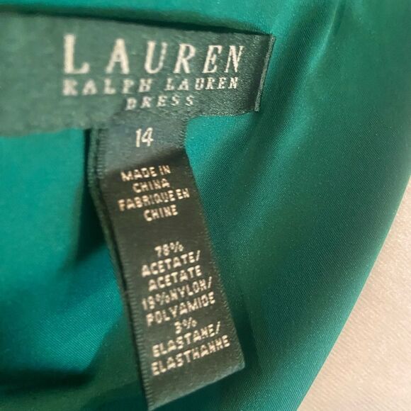 Elegant Emerald Green Sleeveless Dress Ralph Lauren ladies 14 - Picture 4 of 5
